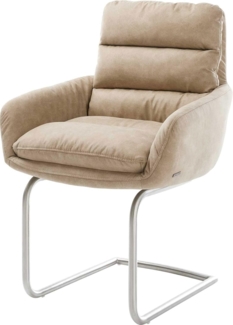 Freischwinger Abelia-Flex mit Armlehnen Mikrofaser Beige Vintage Freischwinger rund Edelstahl
