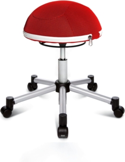 Topstar Sitness Half Ball, Fitness-Hocker, Arbeitshocker, Rollhocker, Dreidimensional bewegliche Sitzfläche, Stoffbezug, rot