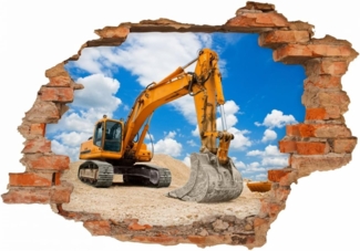 nikima Wandtattoo 049 Wandtattoo Bagger - Loch in der Wand - 500 x 350 mm (PVC-Folie)