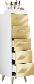 VCM Badmöbel Midischrank Landos 919476 Weiß / Honig-Eiche H. 100 x B. 30 x T. 30 cm