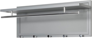 HAKU Möbel Wandgarderobe, Chrom, grau, Metall - Maße: B 75 x H 30 x T 26 cm, Style: Modern