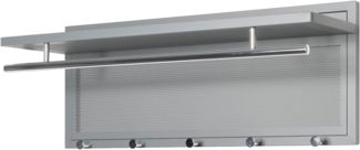 HAKU Möbel Wandgarderobe, Chrom, grau, Metall - Maße: B 75 x H 30 x T 26 cm, Style: Modern