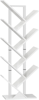 HOOBRO Bücherregal, Standregal in Baumform, bodenstehendes Bücherregal mit 9 Ebenen, Bücherregal für das Heimbüro, zur Aufbewahrung von Büchern, CDs, stark und stabil, für Wohnzimmer, Weiß EWT08SJ01G1