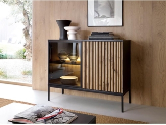 Lomadox Kommode SIBARI-160, Kommode in schwarz mit Wotan Eiche Nb, grifflos B/H/T 104/83/39 cm