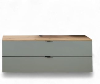 INA TV-Lowboard in Schilfgrün, Artisan Eiche Optik FSC-Zertifiziert - Moderner TV Schrank mit viel Stauraum für Ihr Wohnzimmer - 140 x 51 x 44 cm (B/H/T)
