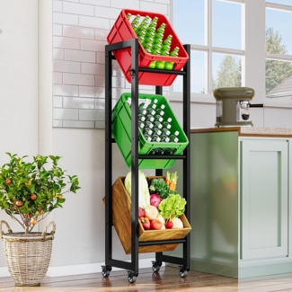 YITAHOME Getränkekistenregal 3 Kisten mit Rollen, verstellbaren füße, Öffner, Metall Kistenregal mit 3 Ebenen für Bier, Obst, Gemüse, Wasser, getränkeregal kisten Regal, Tragfähigkeit 360KG