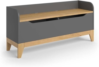 VitaliSpa® Bücherregal Malia, Grau/Eiche, 107.2x50 cm mit Sitzbank