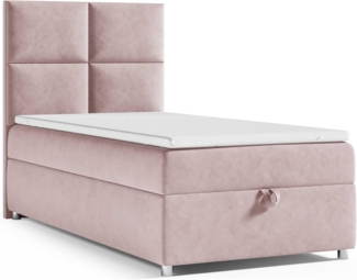 Best for Home Boxspringbett K2 SINGLE mit Bettkasten (Rosa 90x200)