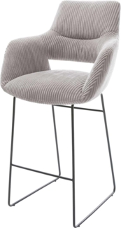 Barstuhl Yago-Flex Cord Silbergrau Kufengestell Metall Schwarz Taschenfederkern