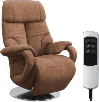 CAVADORE TV-Sessel Istanbul / Fernsehsessel mit elektrisch verstellbarer Relaxfunktion / 2 E-Motoren / 80 x 115 x 79 / Lederoptik: Cognac