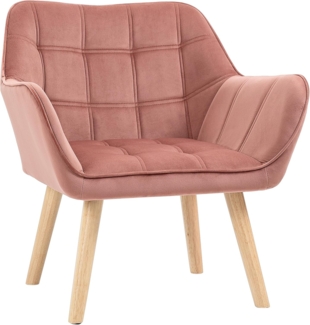 HOMCOM Relaxsessel Einzelsessel Ohrensessel, Sessel mit Samt, erhöhte Beine (Esszimmerstuhl, 1-St, Stuhl), für Wohnzimmer, Schlafzimmer, Rosa