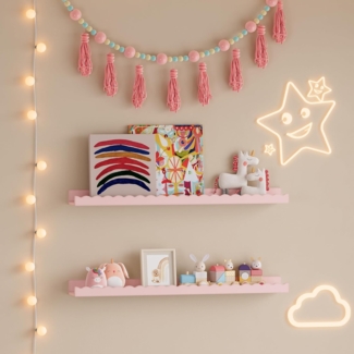 Kinder-Wandregal 2er Set Vestnes 60x10x5 cm Cotton Candy [en. casa]