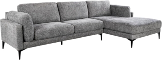 riess-ambiente Ecksofa MANHATTAN 295cm grau · Eckcouch mit Chenille-Bezug & Federkern, Einzelartikel 1 Teile, Ottomane rechts · 3-Sitzer · Metall-Füße · inkl. Kissen · Design