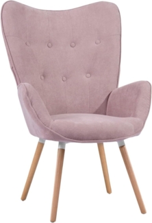 MEUBLE COSY Sessel Wohnzimmer Relaxsessel Lesesessel Lehnstühle Polstersessel Einzelsofa mit Holzbein Ohrensessel für Schlafzimmer Büro Vanity, Stoff, Rosa