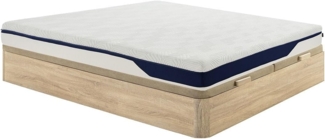 Vente-unique - Bett-Set 180 x 200 cm Bettkasten natur hell + Matratze Memory-Schaum 7 Zonen, abnehmbar, H. 22 cm - FAGANI de YSMÉE