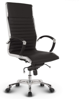 VERSEE Design Bürostuhl Chefsessel Montreal - Echt-Leder - schwarz - Drehstuhl, Bürodrehstuhl, Schreibtischstuhl, Chefstuhl, Designklassiker, hochwertige Verarbeitung, Stuhl, 150 kg Belastbarkeit