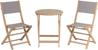BAÏTA Gartenmöbel-Set Rimini, 2-Sitzer, aus Akazienholz und Textilene, Taupe, Bistro-Set für den Außenbereich, für 2 Personen