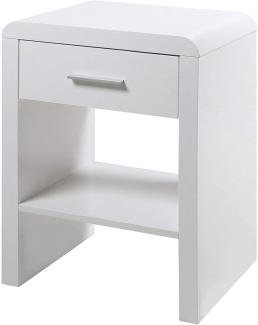 Eine Marke von Amazon - Movian Ritom - Nachttisch, 35 x 45 x 59 cm (L x B x H), Hochglanz Weiß