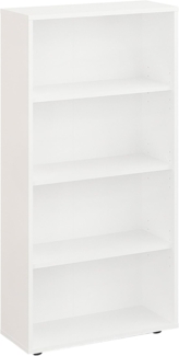 KOMTO Bücherregal Lumo 60 cm breit Regal mit 3, 4, 6 Ebenen und Höhenverstellbare Regale, Aufbewahrungsregal Bookshelf Weiß