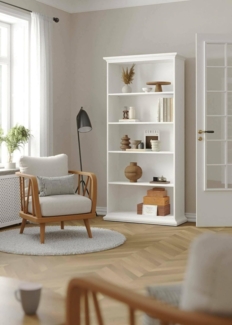 Dmora - Bücherregal Mireille, Büroregal, Mobiler Buchhalter, Bücherbrett, 96x37 h201 cm, Weiß