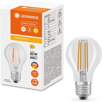 LEDVANCE LED CLASSIC A DIM CRI97 S 7.2W 927 Klar E27