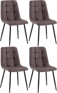 CLP 4er Set Esszimmerstühle Antibes Stoffbezüge gepolstert mit Rückenlehnen,braun