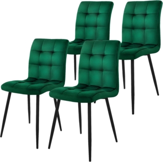 ML-DESIGN Stuhl Esszimmerstuhl mit Rückenlehne, Polsterstuhl mit Metallbeine (4 St), Ergonomischer Stuhl, Dunkelgrün, Samtbezug Wohnzimmerstuhl Küchenstuhl
