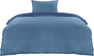 Utopia Bedding Bettwäsche 135x200 Set - Mikrofaser Bettbezug 135x200 cm + 1 Kissenbezug 50x75 cm - Marineblau/Hellblau