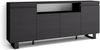 Skraut Home | Sideboard, Highboard | Kommode, Komodenschrank | 200 x 87 x 35 cm | 4 Türen | Industriedesign | Moderner Stil | Schwarz