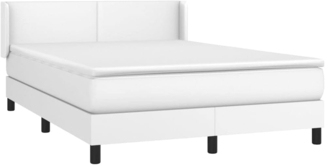 vidaXL Boxspringbett mit Matratze Weiß 140x200 cm Kunstleder 3130662