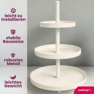 HIT Trading Etagere SISSI, Ø 33 x H 55 cm, Weiß, mit 3 Etagen, Metall