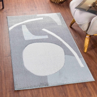 Livabliss Agen Teppich Läufer modern – Abstrakt Design in Marmor Optik für Wohnzimmer 80x150 cm, Esszimmer, Schlafzimmer – Marmor Teppich groß, weicher Teppich Kurzflor, Teppich Weiß und Hellgrau