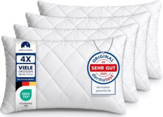 Gentle North Kopfkissen (30x50 cm groß) - 4er Set Kissen für Bett und als Dekokissen - Mit Reißverschluss für Füllung - Sofakissen - Zierkissen für Couch und Sofa - Ökotex - Waschbar bis 60° - Weiß