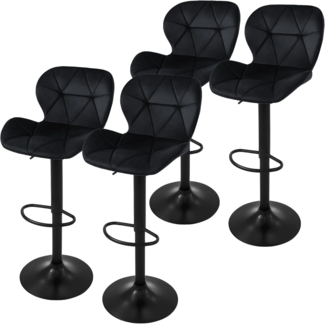 ML-DESIGN Barhocker Gepolsterter Barstuhl mit Rückenlehne und Fußstütze, 360° drehbar (4 St), Bistrohocker aus Samt, Schwarz, Drehstuhl Hocker Tresenhocker