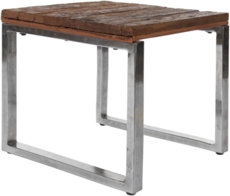 Beistelltisch Xavier 50 x 50 x 47 cm Holz dunkel Natur mit Metallgestell Silber