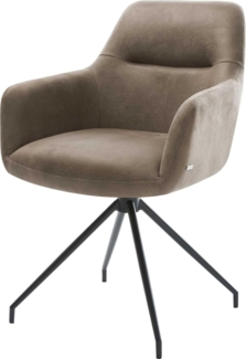 Esszimmerstuhl Pejo-Flex Mikrofaser Taupe Vintage Kreuzgestell konisch Schwarz Taschenfederkern