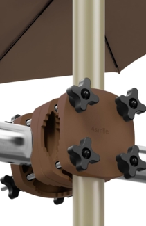 4smile Sonnenschirmhalter Balkongeländer SunnyGuy, Taupe - Bombensichere, universelle Sonnenschirm Halterung Balkon - Kompakte Schirmhalterung Balkongeländer ersetzt Sonnenschirmständer Balkon