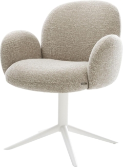 Drehstuhl Nube-Flex mit Armlehnen Webstoff Soft Beige Fußkreuz Weiß 360° drehbar Wippfunktion Taschenfederkern