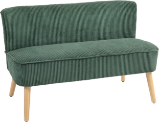 HOMCOM 2-Sitzer Sofa, Couch mit Kordoptik, Holzbeine, Doppelsofa 1 Teile, für Wohnzimmer, Schlafzimmer, 117 x 56,5 x 77 cm, Grün