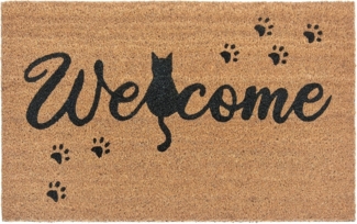 HANSE Home Fußmatte Mix Mats Kokos Cat Paws Welcome, Türmatte, rechteckig, Höhe: 15 mm, Kokos, Schmutzfangmatte, Outdoor, Rutschfest, Innen, Kokosmatte, Flur