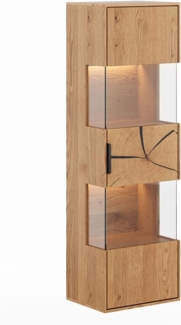 Lomadox Hängevitrine TIVAT-163 Eiche massiv geölt, 43 cm breit, inkl. LED-Beleuchtung