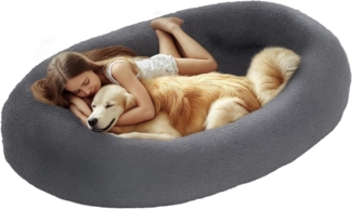 PawHut Hundematte Katzenbett mit waschbare Bezüge, Haltegriff, Plüsch, für Hunde und Menschen, Rutschfest, Plüsch, Dunkelgrau