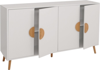 Sideboard HWC-N89, Kommode Schrank Highboard Anrichte, 3D-Design Melamin Holz, 88x150x40cm ~ weiß