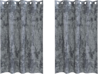 vidaXL Vorhang mit Vorhängen 2 pcs Silber Grau 175 x 140 cm Samt 4107649