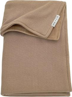 MEYCO Baby Knit Basic Velvet Babydecke, gestrickte Wiegedecke (aus 80 % Baumwolle und 20 % Polyester, vielseitig einsetzbar, einfache Pflege, atmungsaktiv, Größe: 100x150 cm), Taupe