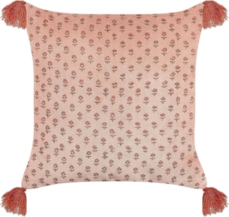 Dekokissen Blumenmuster RUMHORA Samtstoff 45 x 45 cm Rosa