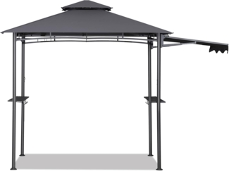 Sekey Grill Pavillon Wasserdicht 2.45x1.50 m Gartenpavillon mit Markise, Sonnenschutz Gartenlauben Gartenzelt für Partys Picknick BBQ´s, UV-Schutz 50+, Grau