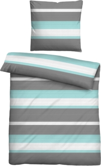 Traumhaft schlafen - Castell - Markenbettwäsche Nicki Bettwäsche 0380454 QUERSTREIFEN, ozean, 1x 135x200 cm + 1x 80x80 cm