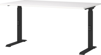 Germania Schreibtisch 7904-614, in Weiß/Schwarz, me. höheneinst, 140 x 91 x 80 cm (BxHxT)