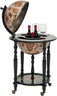 Mendler Globusbar, Eukalyptusholz MVG-zertifiziert, Schwarz, 95 x 57 x 57 cm